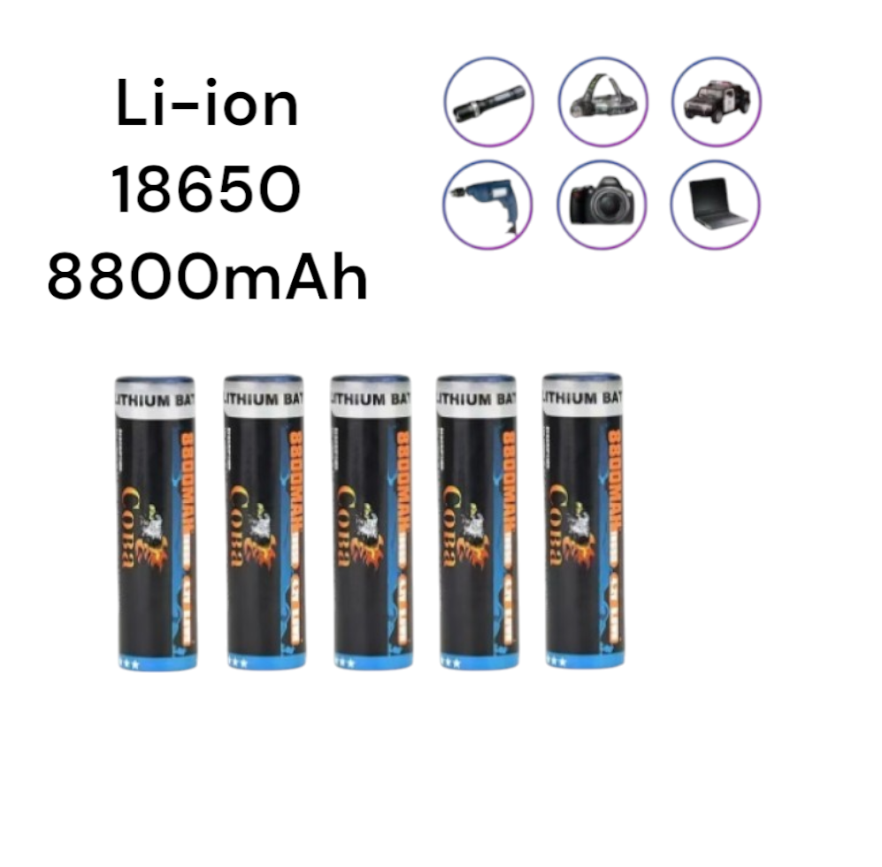 Аккумулятор Li-ion 18650 8800mAh 4.2V Black, высокий ток разряда, защита от перегрева, для фонарей Одесса - изображение 1
