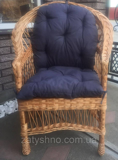 Кресло плетеное с накидкой | кресло плетеное с подушкой | кресло плетеное натуральное Киев - изображение 4