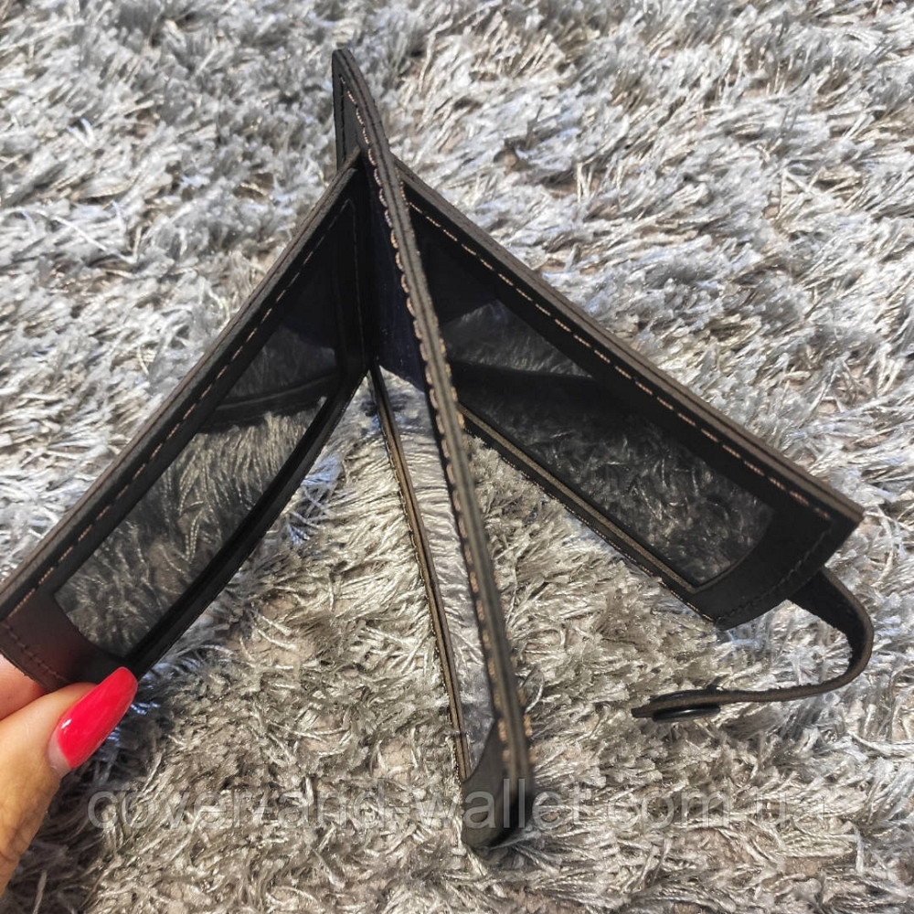 Кожаная обложка для пенсионного удостоверения и прав на кнопке Puos Киев - изображение 10