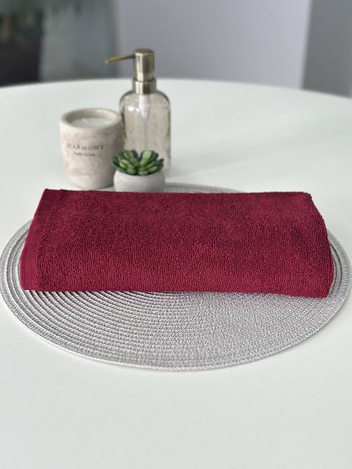 Рушник банний махровий Ideal Textile 70х140 см однотонний в кольорах 400 г/м2 (56860345) Бордовий, б Чернівці - фото 6