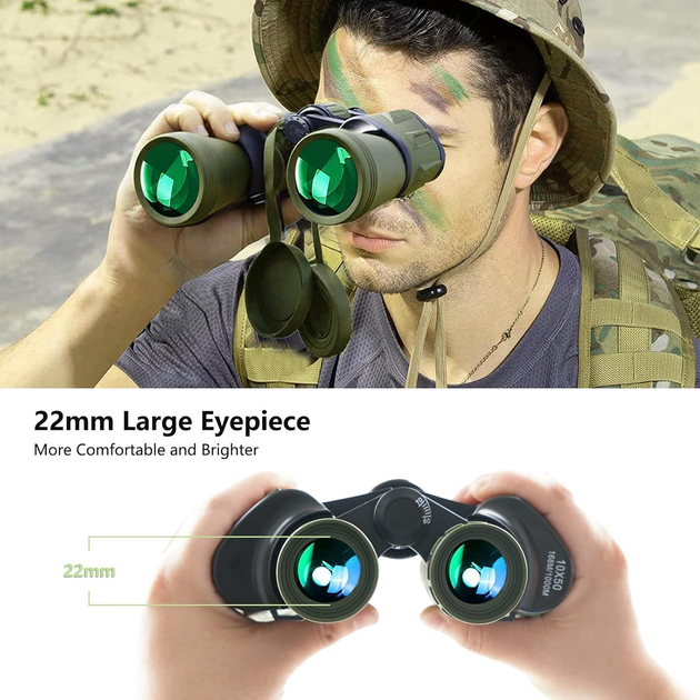 Бинокль полевой 10х50 для охоты и туризма (Зеленый) Винница - изображение 6