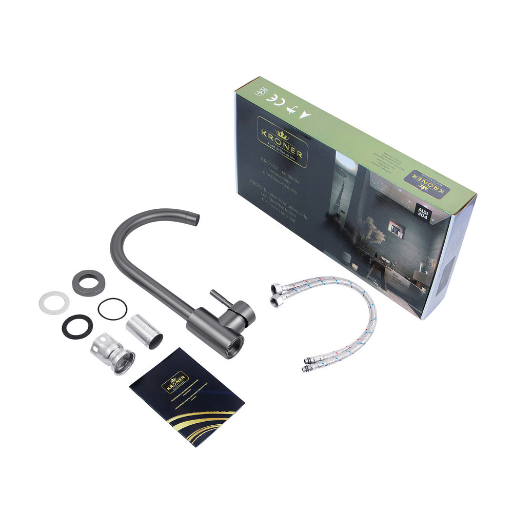 Змішувач для кухні Kroner KRP Edelstahl Klassisch - SCH035PVD графіт Київ - фото 10