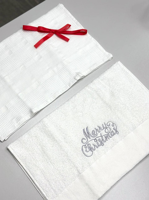 Подарунковий набір рушників Ideal Textile з вишивкою Merry Christmas 50х90 см 2 шт (56860962) Чернівці - фото 10