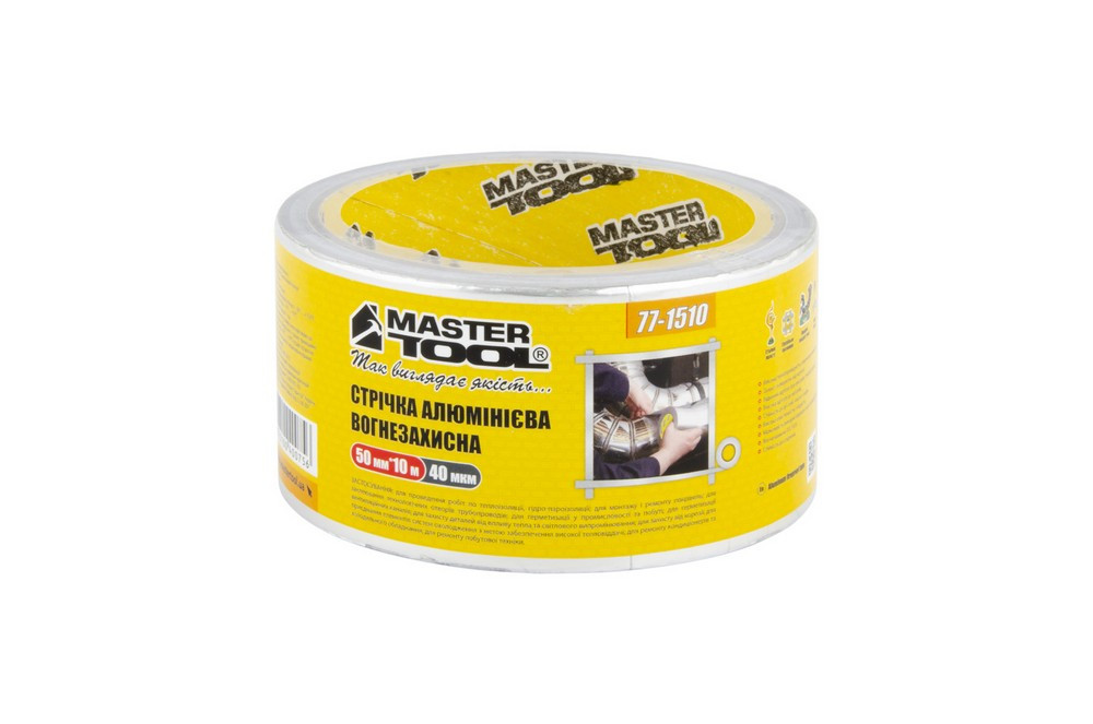 MASTERTOOL Стрічка алюмінієва вогнезахисна MASTERTOOL UL 510 t 160°C 50 мм 10 м 77-1510 Коломыя - изображение 2