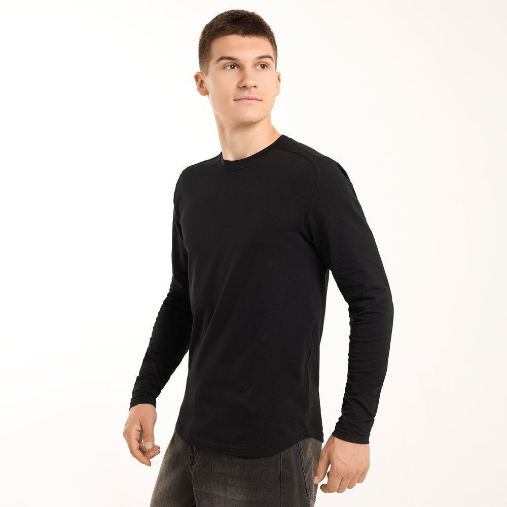 Черный мужской лонгслив Pobedov Dune. Черная мужская кофта из кулира Киев - изображение 1