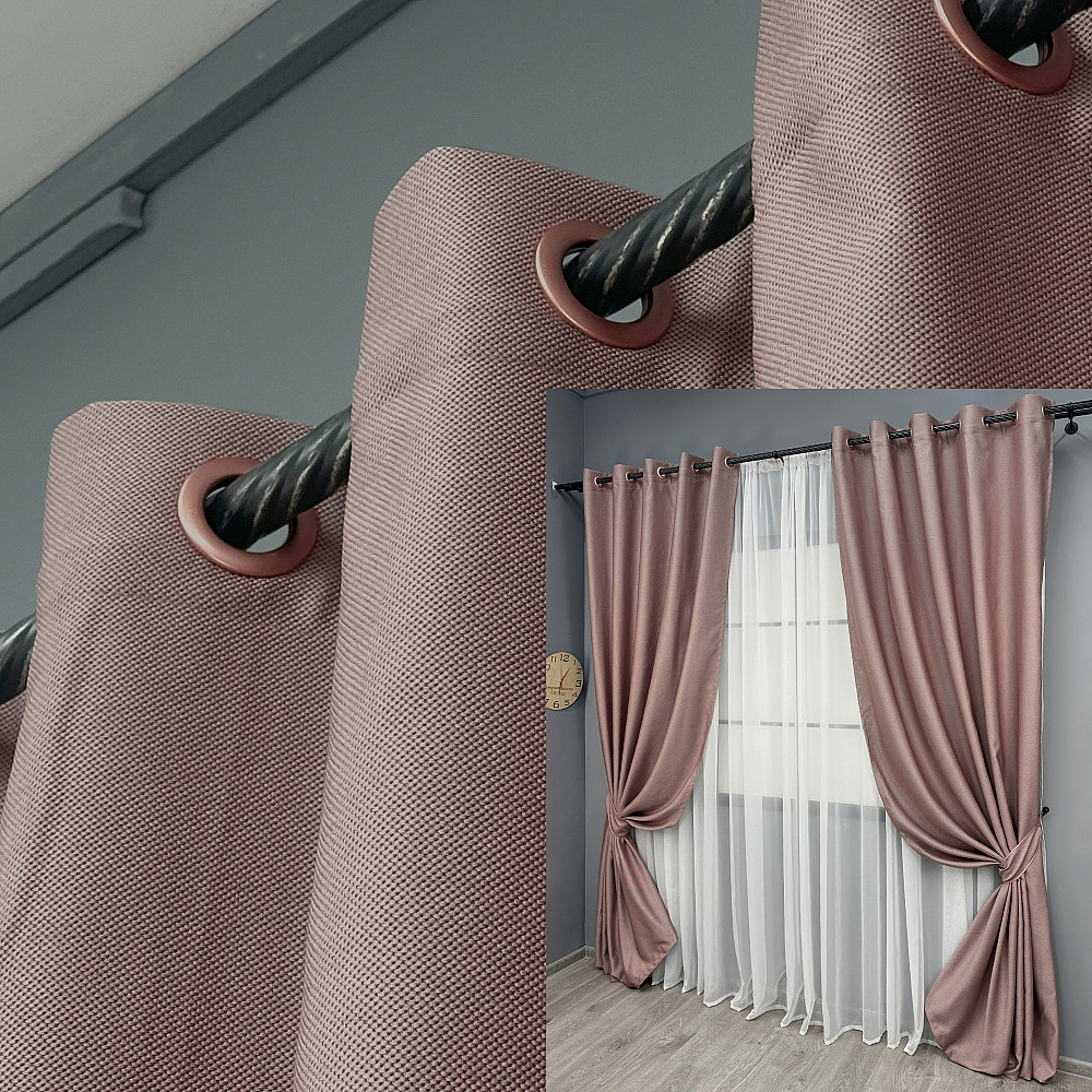 Комплект штор на люверсах VR-Textil Рогожка TERRA LUXE № 1863ш Пудровый 150х270 см 2 шт (37-0278) Киев - изображение 1