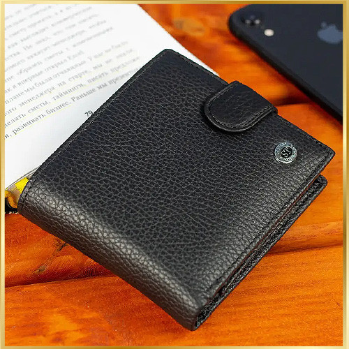 Кошелек мужской ST Leather кожаный чёрный клатч портмоне мужское из натуральной кожи кожа Киев - изображение 1