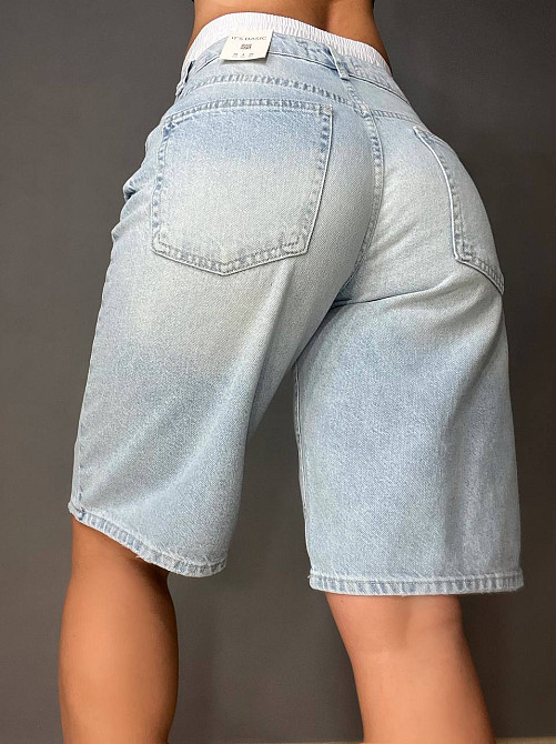 Шорти жіночі джинсові Its’Basic 3357 бермуди біла резинка на талії середня довжина блакитні , блакитний, 38 Київ - фото 18