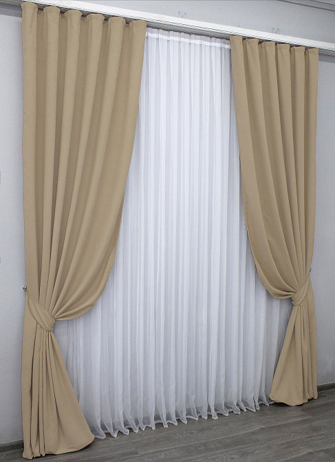 Комплект готових штор VR-Textil Мікровелюр SPARTA № 1032ш Темний беж150х285 см 2 шт (30-822) Київ - фото 3