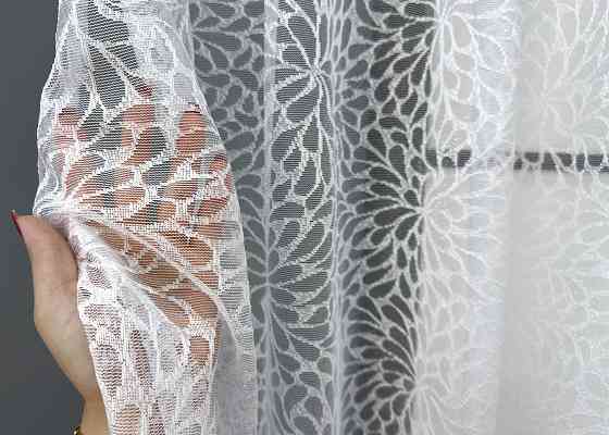 Короткая тюль, высота 1,6 м., жаккард цвет белый 1789т Киев