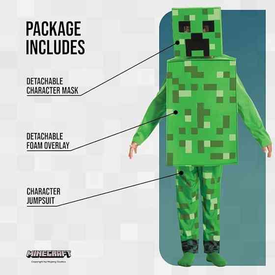 Костюм дитячий Minecraft Creeper з маскою і комбінезоном на 4-6 років, косплей Майнкрафт Кріпер, под Київ