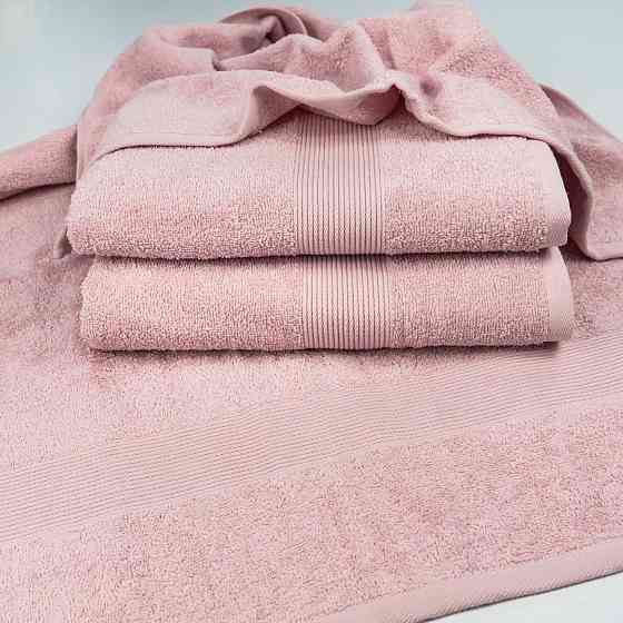 Набор махровых полотенец с бордюром 3шт GM Textile 50х90см, 50х90см, 70х140см 400г/м2 (Розовый) Сумы