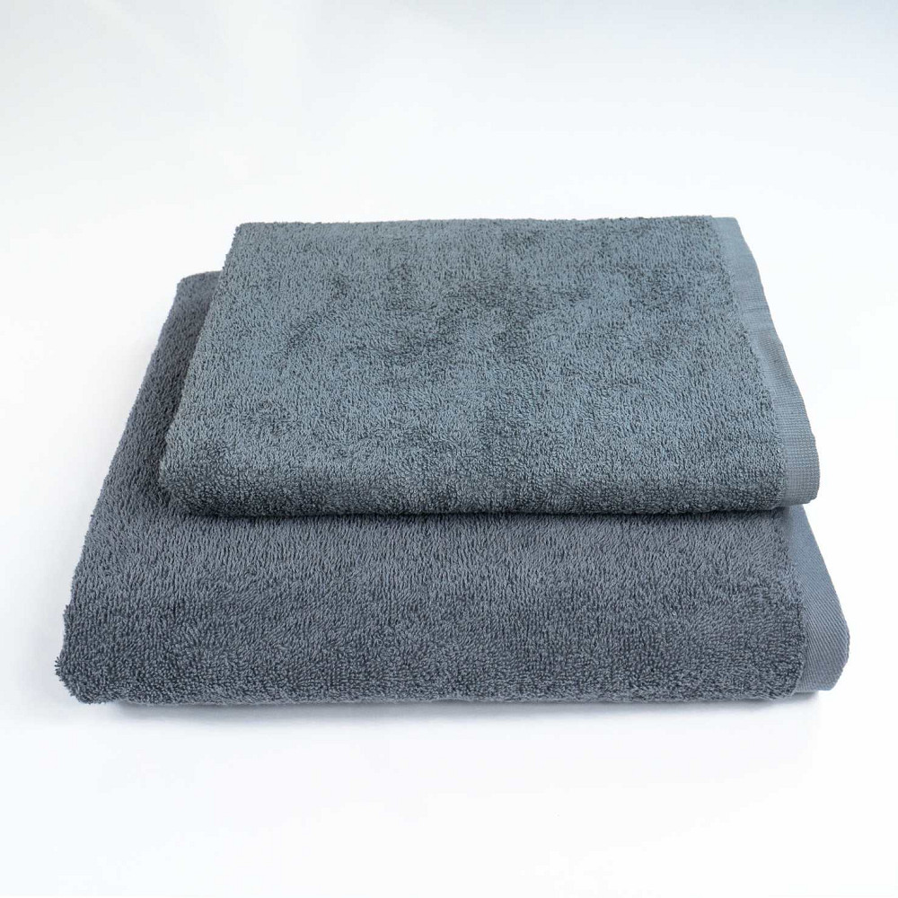 Набор махровых полотенец 2шт GM Textile 50х90см, 70х140см 400г/м2 (Серый) Сумы - изображение 1