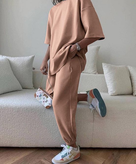 Жіночий повсякденний костюм двійка футболка і штани Какао 46/48 Харків - фото 2