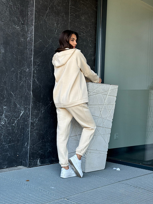 Теплый спортивный костюм женский на змейке Молочный 50/52 Харьков - изображение 8