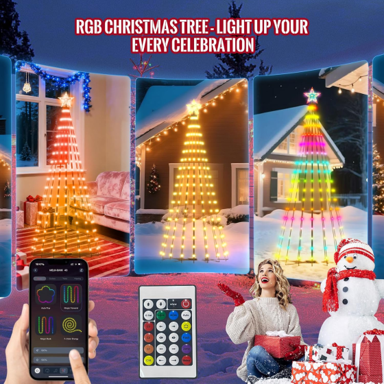 Розумна LED ялинка 2.4 м (8 ft) RGB 500 діодів з додатком та пультом | Музична синхронізація, водонепроникна, для вулиці та дому Київ