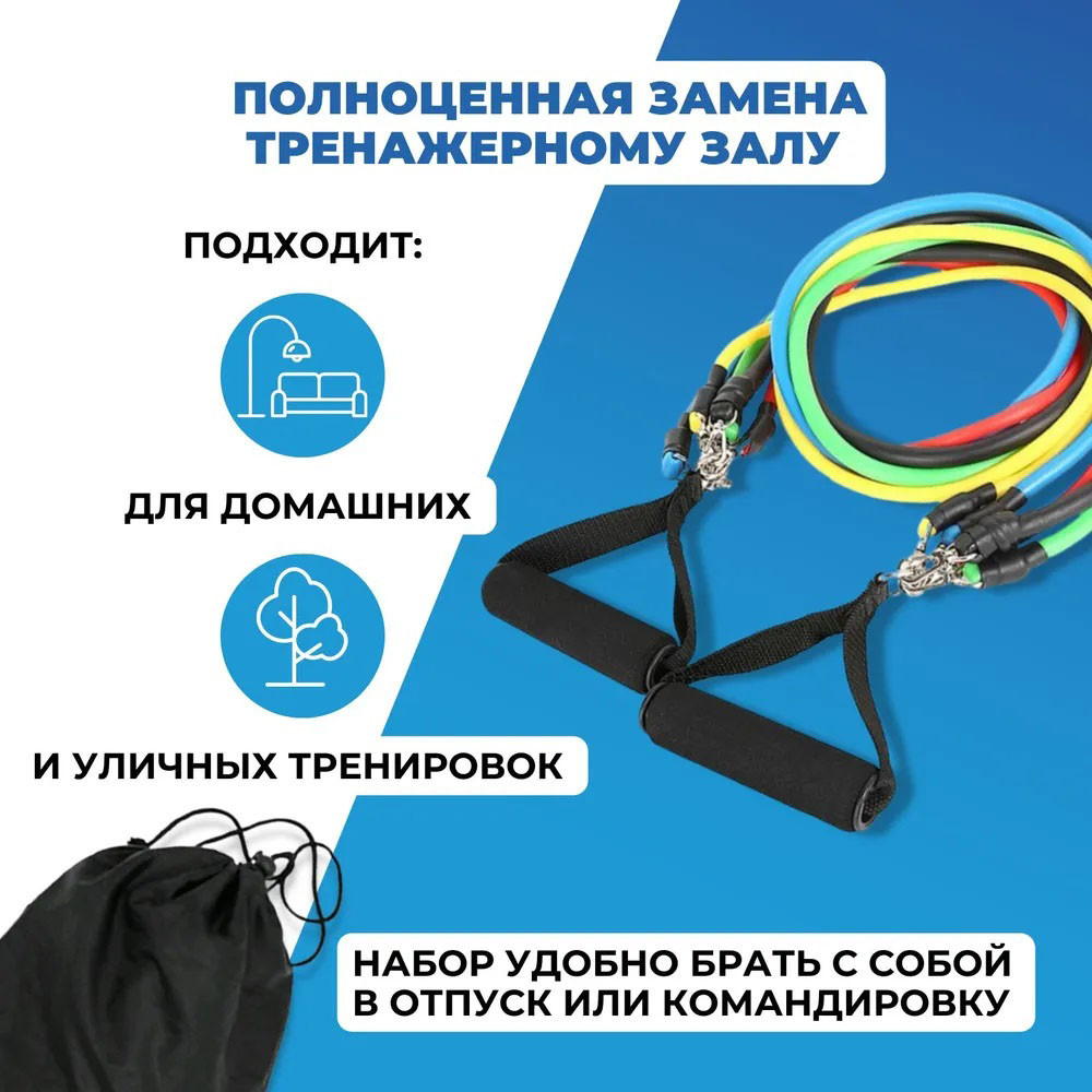 Эспандеры для подтягивания exercise pipe, Многофункциональный эспандер для фитнеса 5 жгутов TM-53 Львов - изображение 5