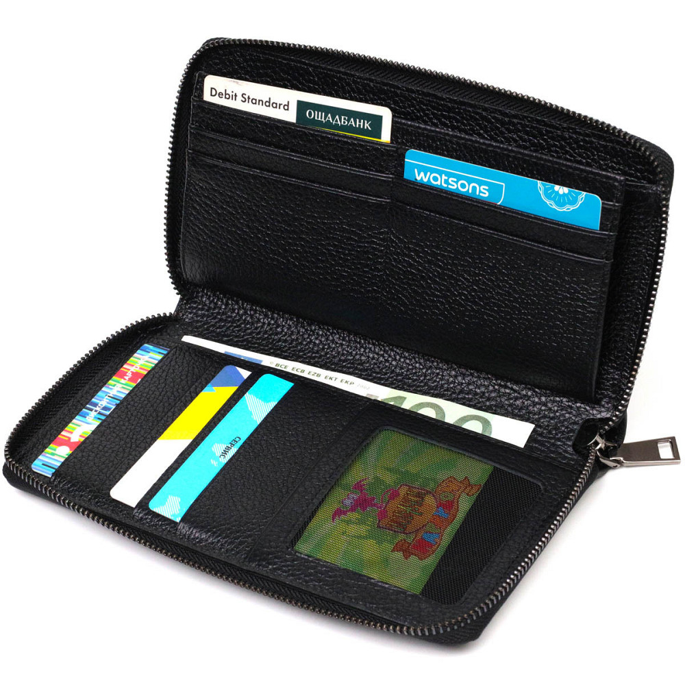 Місткий чоловічий клатч з одним відділенням з натуральної шкіри BOND 22029 Чорний Київ - фото 5