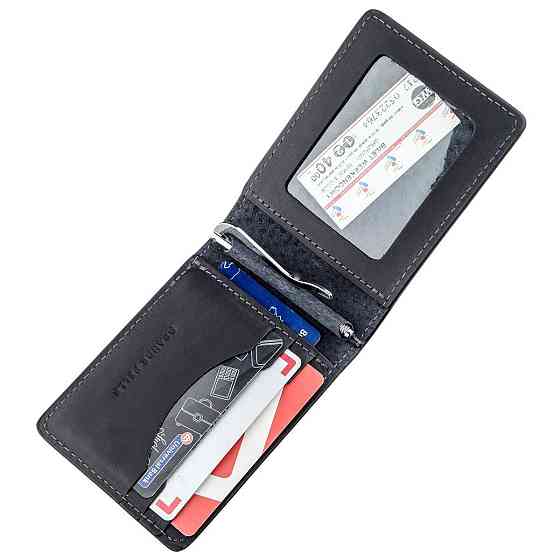 Стильный зажим для денег винтажный Черный (GRANDE PELLE) Киев