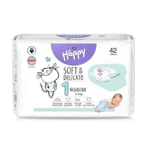 Підгузки для новонароджених із спеціальним виїмкою для пупка Happy Newborn 1 (2 - 5 кг) 42 шт. Bella Білий Кривий Ріг