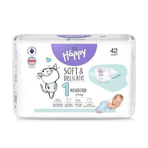Підгузки для новонароджених із спеціальним виїмкою для пупка Happy Newborn 1 (2 - 5 кг) 42 шт. Bella Білий Кривий Ріг - фото 1
