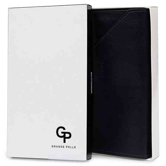 Горизонтальне стильне портмоне унісекс GRANDE PELLE 11557 Синій Київ