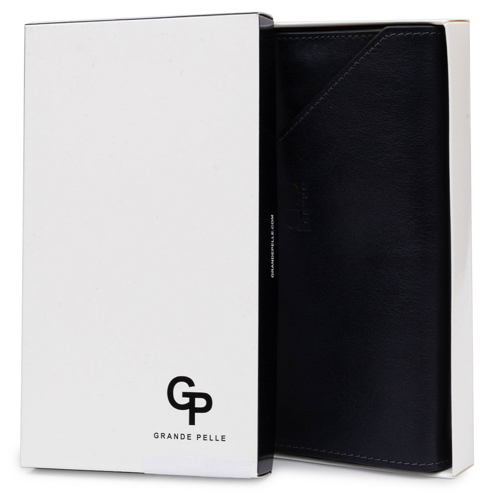 Горизонтальне стильне портмоне унісекс GRANDE PELLE 11557 Синій Київ - фото 5