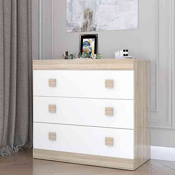 Комод Эверест на 3 ящика Соната-1 80х38х75 дуб сонома + белый (DTM-2044) Днепр