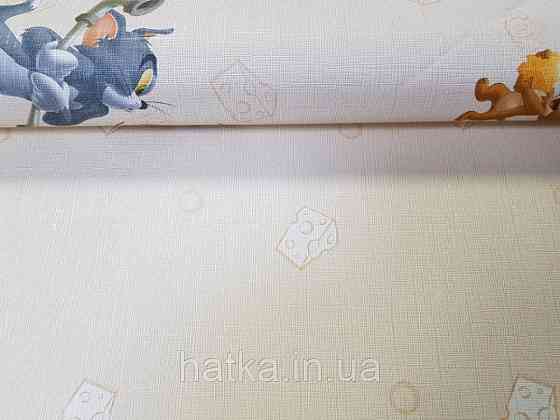 Обои виниловые на флизелине AdaWall Ada Kids метровые детские Том и Джерри белые на бежевом Киев