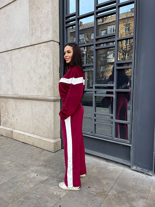 Женский стильный повседневный костюм двойка велюр спорт Бордо, 42/44 Одесса - изображение 9