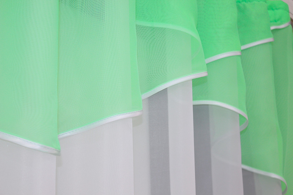 Кухонна тюль арка з ламбрекеном VR-Textil № 025к білий з м'ятним 280х170 см (52-0672) Київ - фото 4