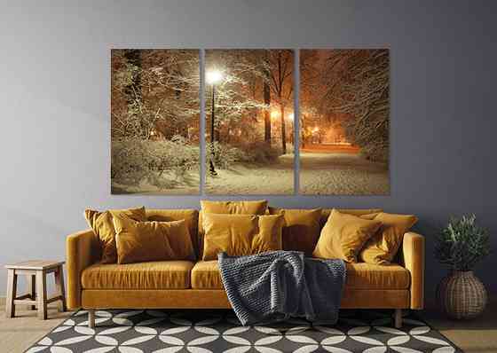 Модульная картина в гостиную / спальню  Зимній вечір    ART-292_3A Киев