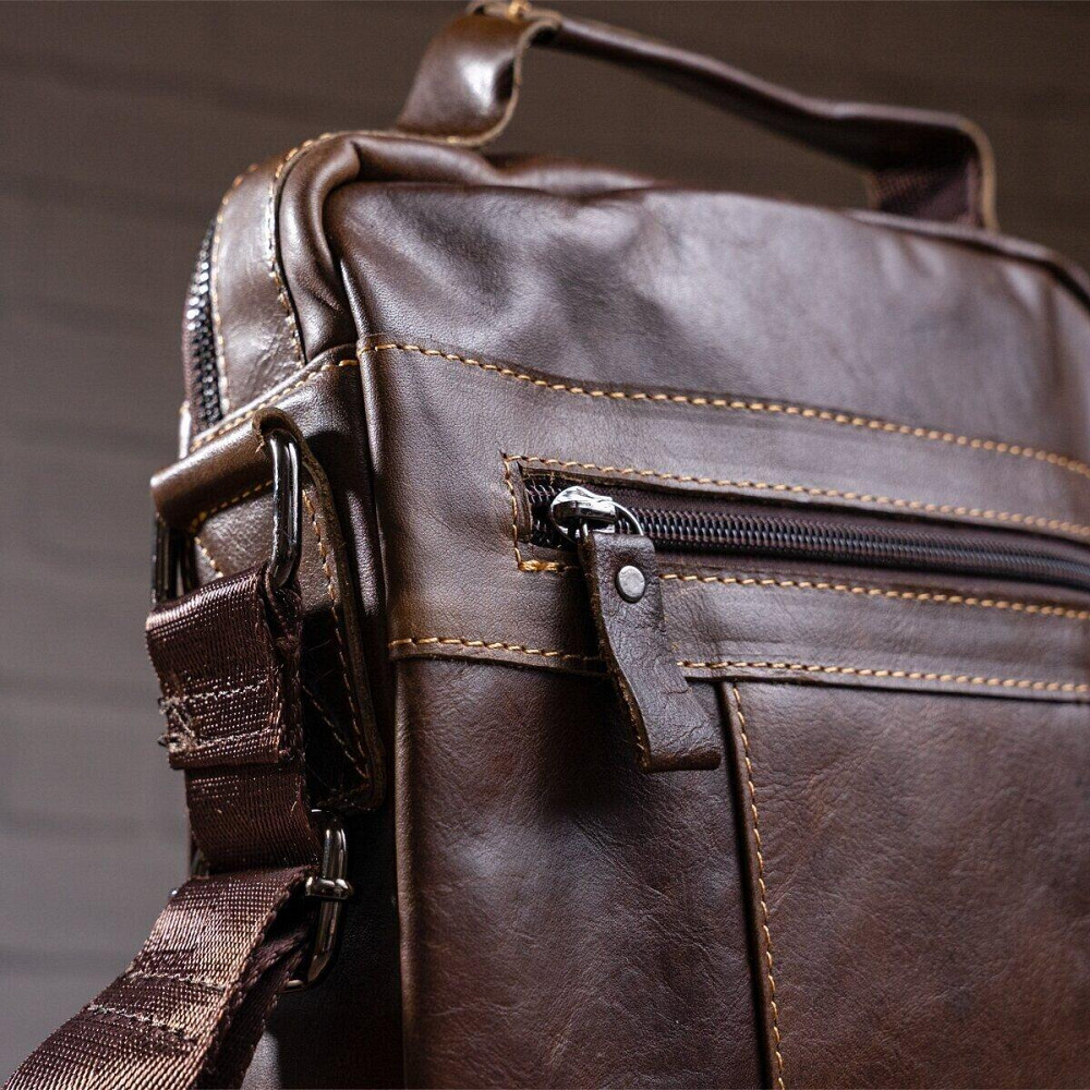 Сумка чоловіча шкіряна Vintage 14846 Коричнева Київ - фото 9