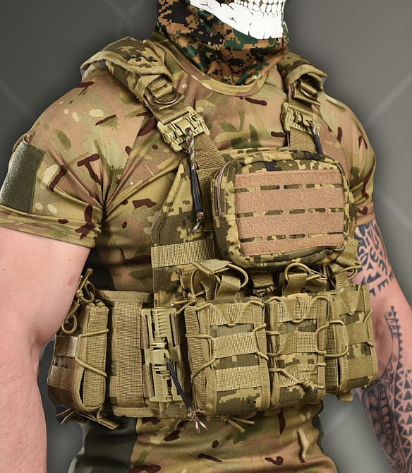 Плитоноска піксель з підсумками 4 точки скидання кордура підсумки під магазин аптечку рацію Турецька Одеса - фото 11