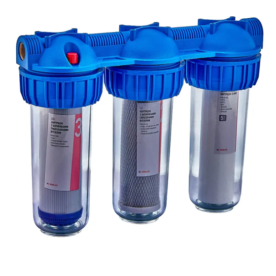 Фільтр для холодної води Koer KV-26-1 (3 колби 3-х склад.,картр.PPR+спрес./гран.вуг.) 8 атм. 1" (KR5769) Київ