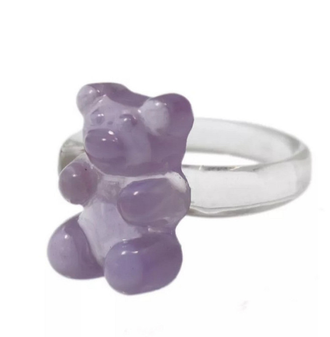 Кольцо с мишкой сиреневе - окружность 4,5см (не регулируется), пластик Киев - изображение 1
