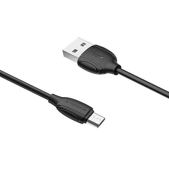 Кабель BOROFONE BX19 USB - Micro 2.4A, 1m, PVC, TPE конектори, колір чорний BX19MB Одеса