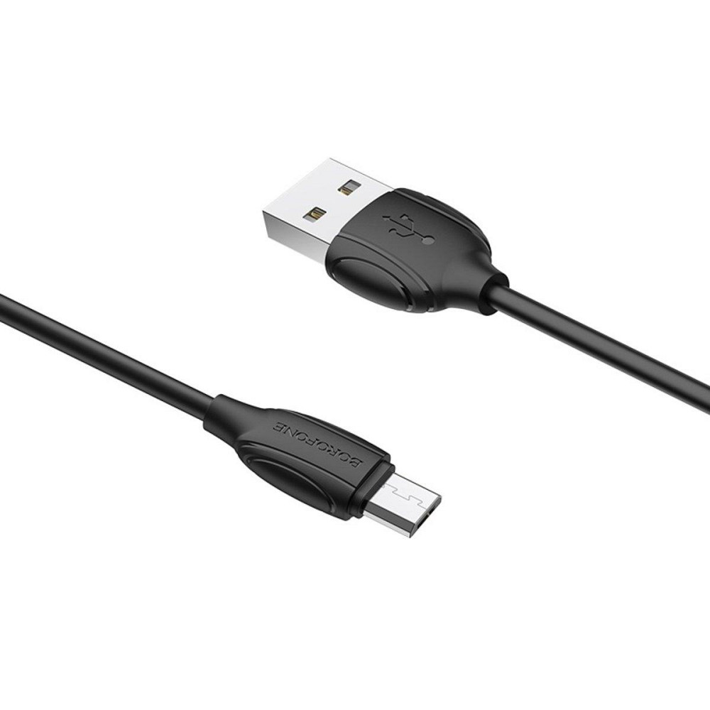 Кабель BOROFONE BX19 USB - Micro 2.4A, 1m, PVC, TPE конектори, колір чорний BX19MB Одеса - фото 1
