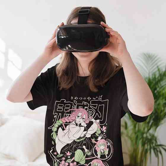 Футболка для хлопчика з аніме принтом Вбивця демонів оверсайз (зріст від 165 до 180) Чорний AnimeJ0830m Дніпро