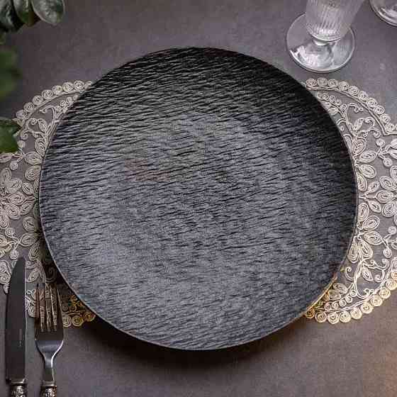 Тарелка сервировочная фарфоровая 30 см черная HP-7-726 Киев