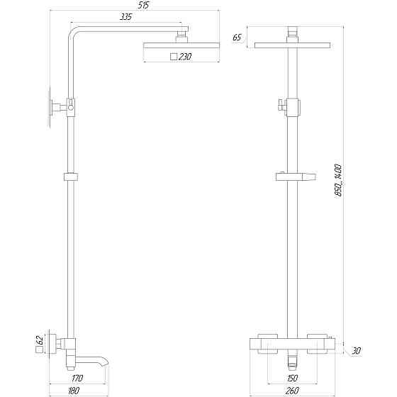Душова система Globus Lux Termostatic Q VAN-GLQ-0041T-BB Луцьк