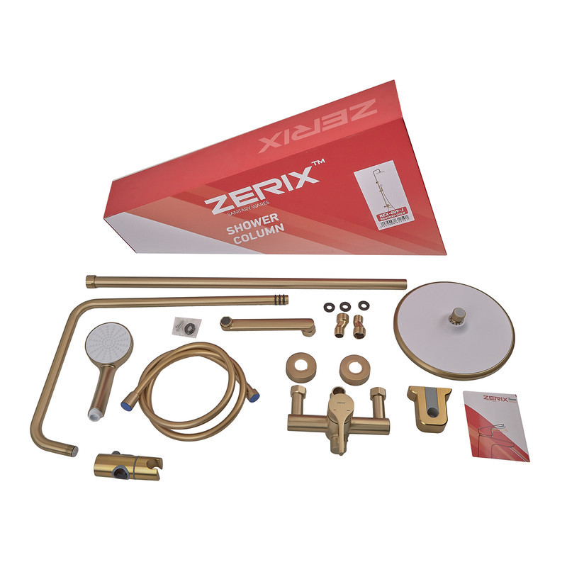 Душова колона зі змішувачем Zerix Rex-009-J Brushed Gold з нержавіючої сталі (Колір матове золото) (ZX6125)   ( 23628 ) Харьков - изображение 3