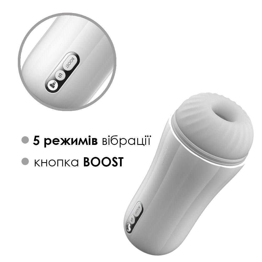Мастурбатор с вибрацией Svakom Robin White, ультрамягкий рукав, функция Boost, LED-экран Sex Aura Киев - изображение 3