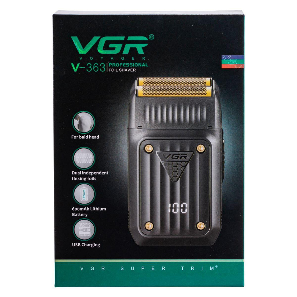 Електробритва чоловіча шейвер з подвійним лезом та LED-дисплеєм VGR V-363 Київ - фото 10