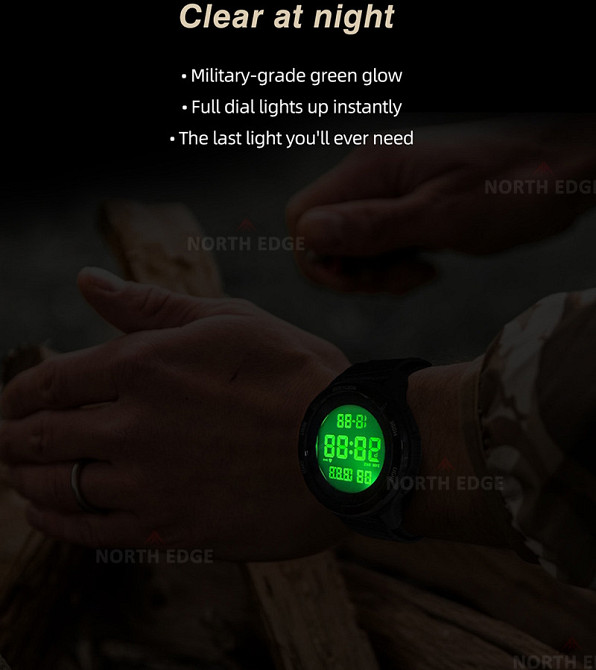 Годинник чоловічий водостійкий тактичний North Edge Terrax Set набір з компасом Вінниця - фото 15