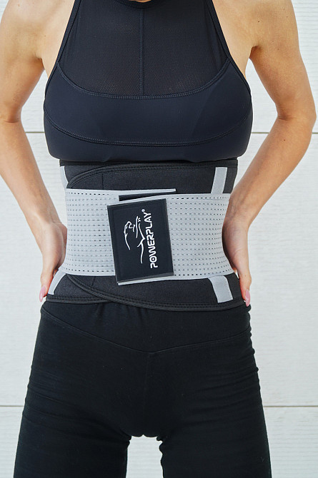 Пояс-корсет  для підтримки спини PowerPlay 4305 (110*24 см) Чорно-сірий Луцк - изображение 5