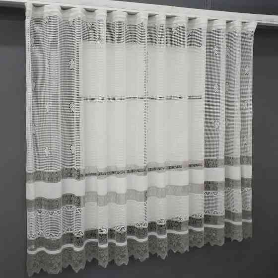 Тюль сетка VR-Textil Juli № 1436т Арка на кухню цвет молочный с серым 300х150 см (53-0001) Киев