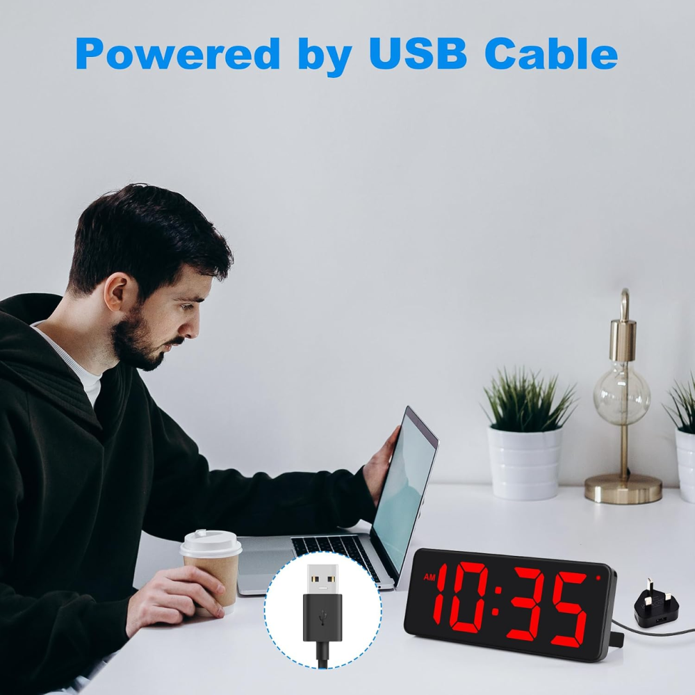 Цифровий LED-годинник U-picks 8,85″ настінний/настільний, великі червоні цифри, автозатемнення, 12/24 год, USB Київ - фото 5