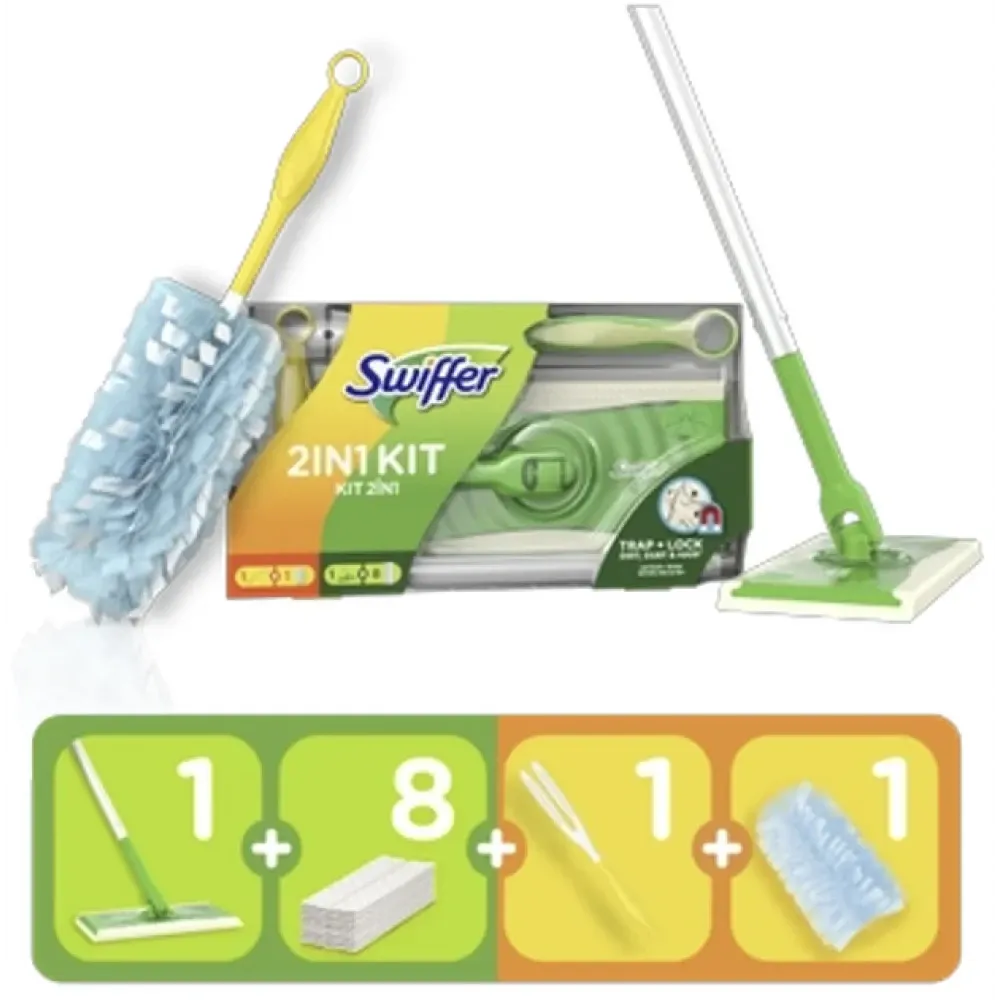 Набір для прибирання Swiffer 2in1 Kit Швабра + 1 шт. щітка від пилу + 8 шт. сухих серветок для сухог Львів - фото 3