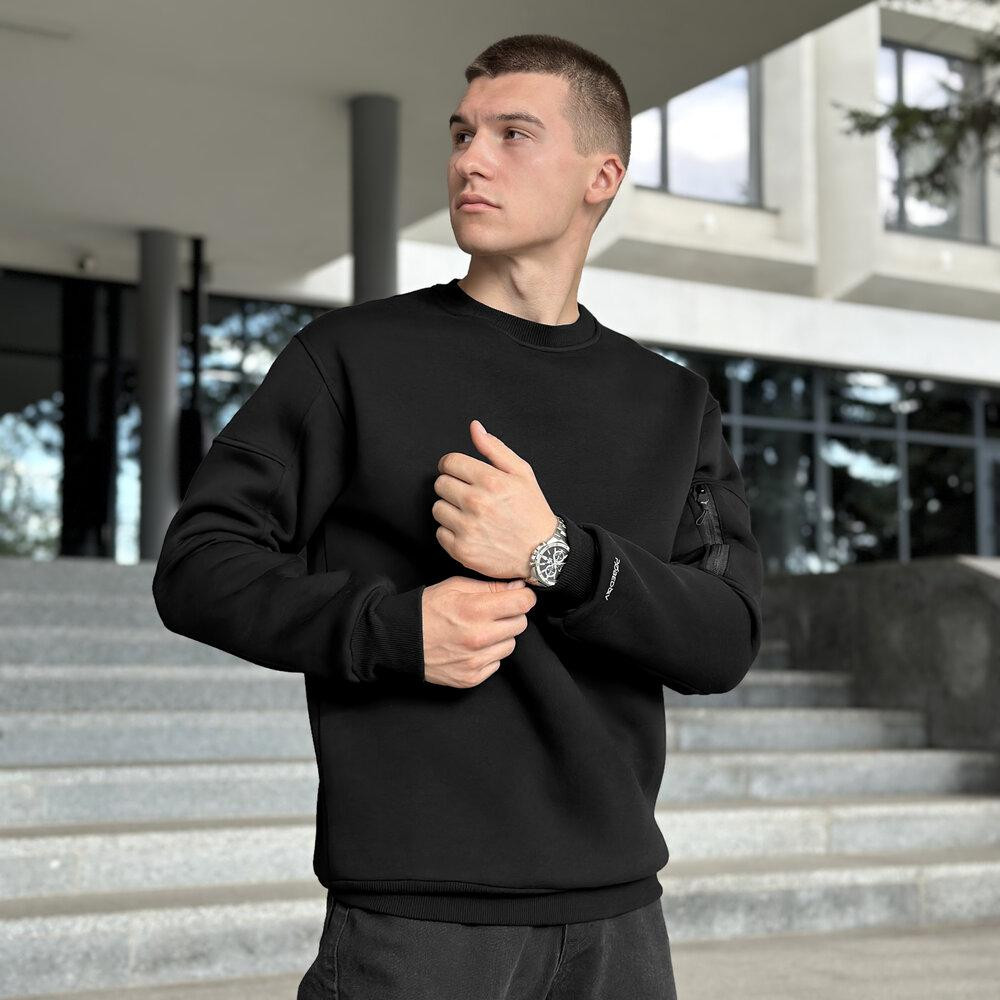 Свитшот мужской зимний однотонный чёрный Pobedov Apex Киев - изображение 5